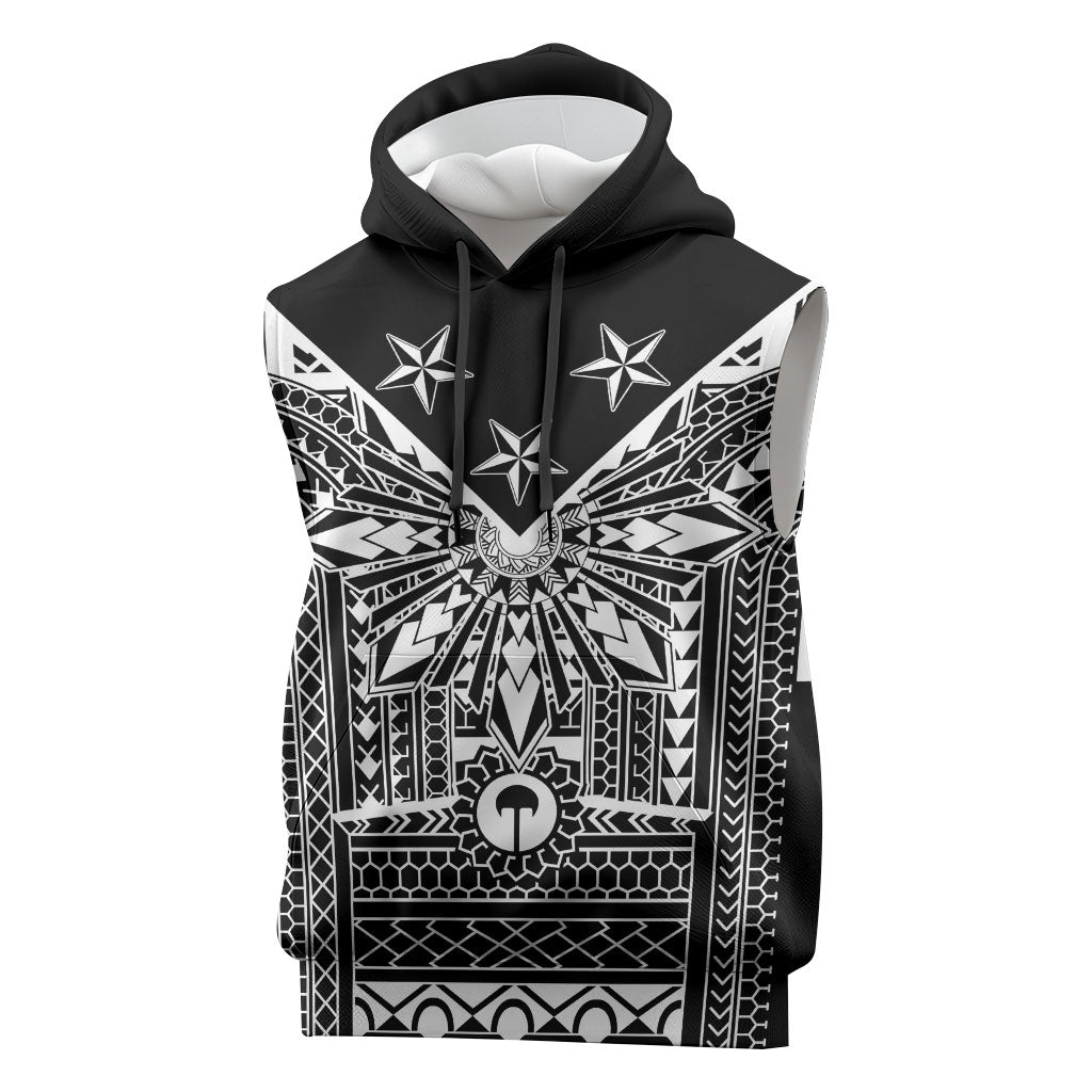 Black Philippines Sun Star Sleeveless Hoodie Igorot Tribal Inspiration