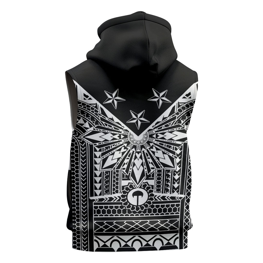 Black Philippines Sun Star Sleeveless Hoodie Igorot Tribal Inspiration