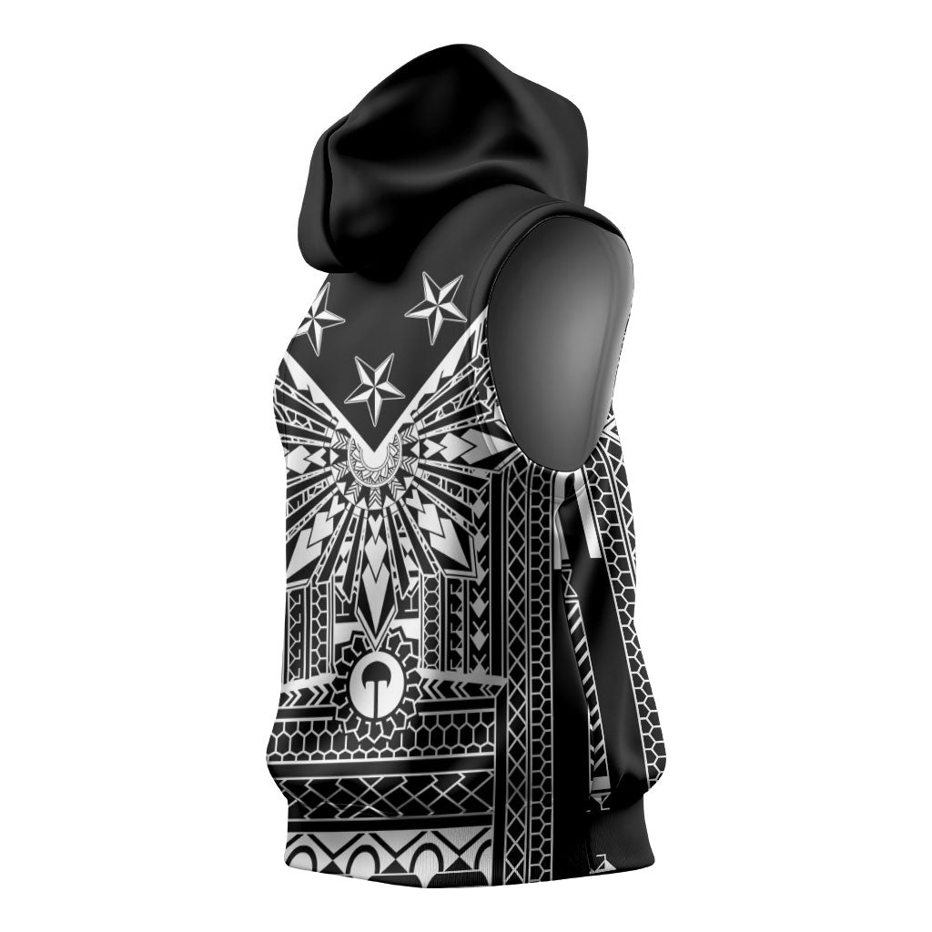 Black Philippines Sun Star Sleeveless Hoodie Igorot Tribal Inspiration