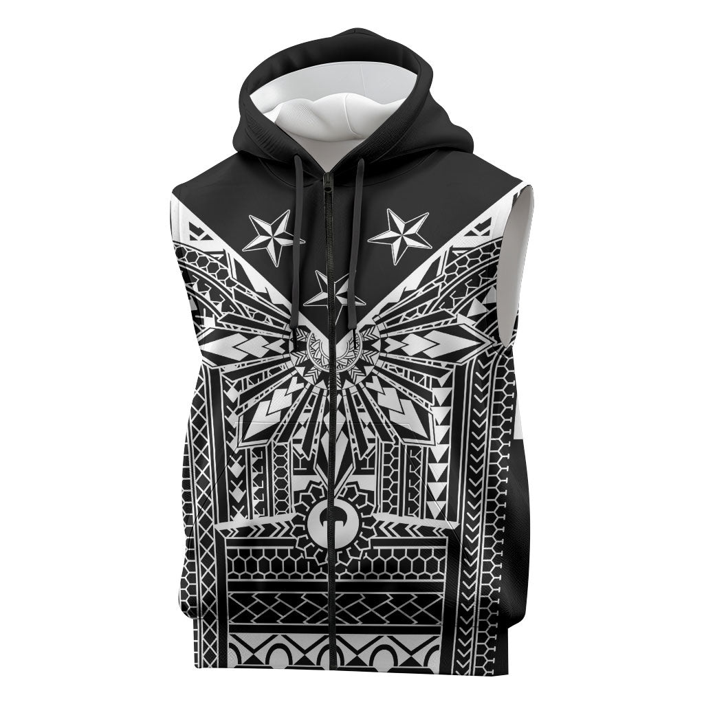 Black Philippines Sun Star Sleeveless Zip Hoodie Igorot Tribal Inspiration LT05 Black - Polynesian Pride
