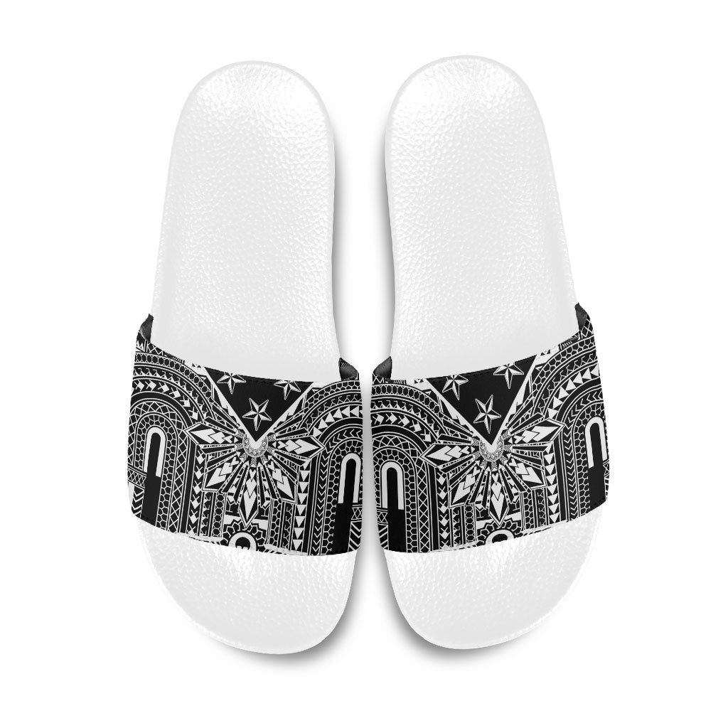 Black Philippines Sun Star Slide Sandals Igorot Tribal Inspiration LT05 Black - Polynesian Pride