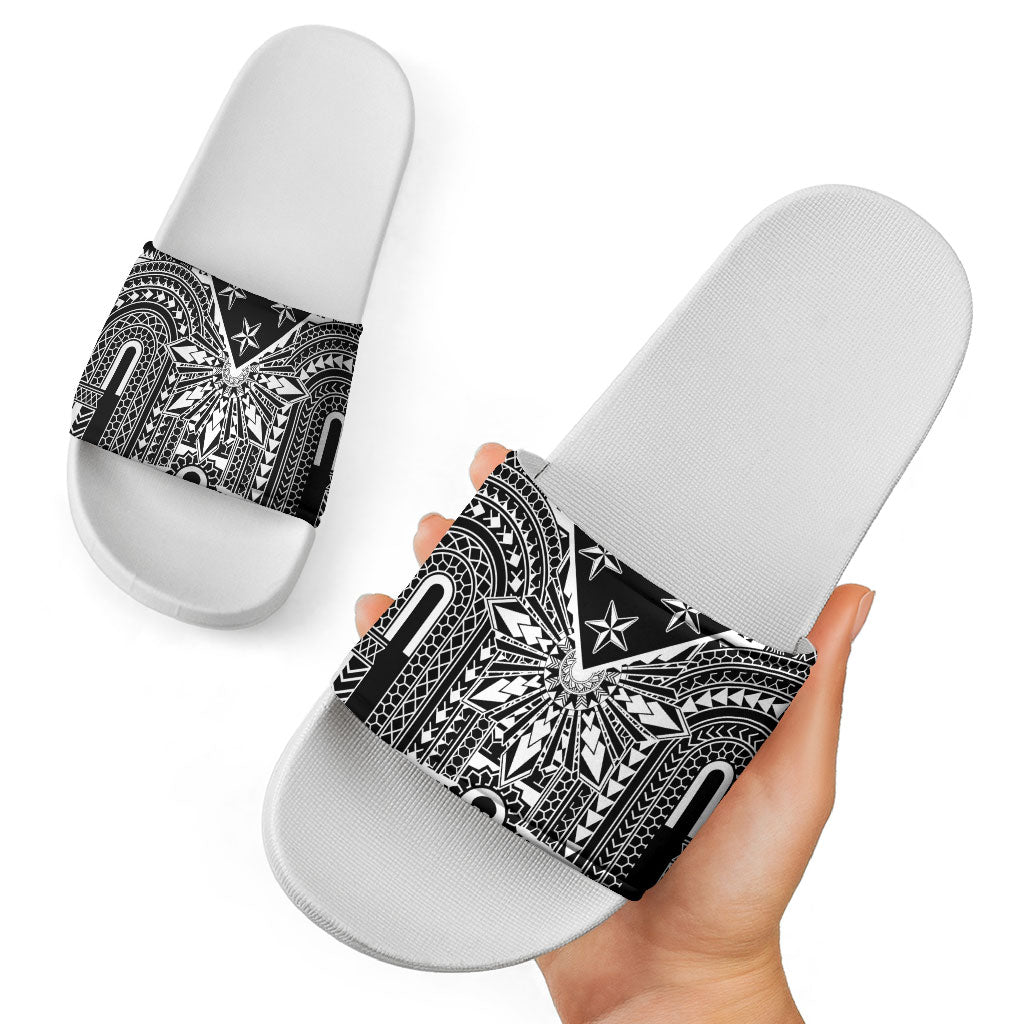 Black Philippines Sun Star Slide Sandals Igorot Tribal Inspiration LT05 - Polynesian Pride