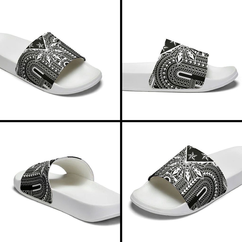 Black Philippines Sun Star Slide Sandals Igorot Tribal Inspiration LT05 - Polynesian Pride