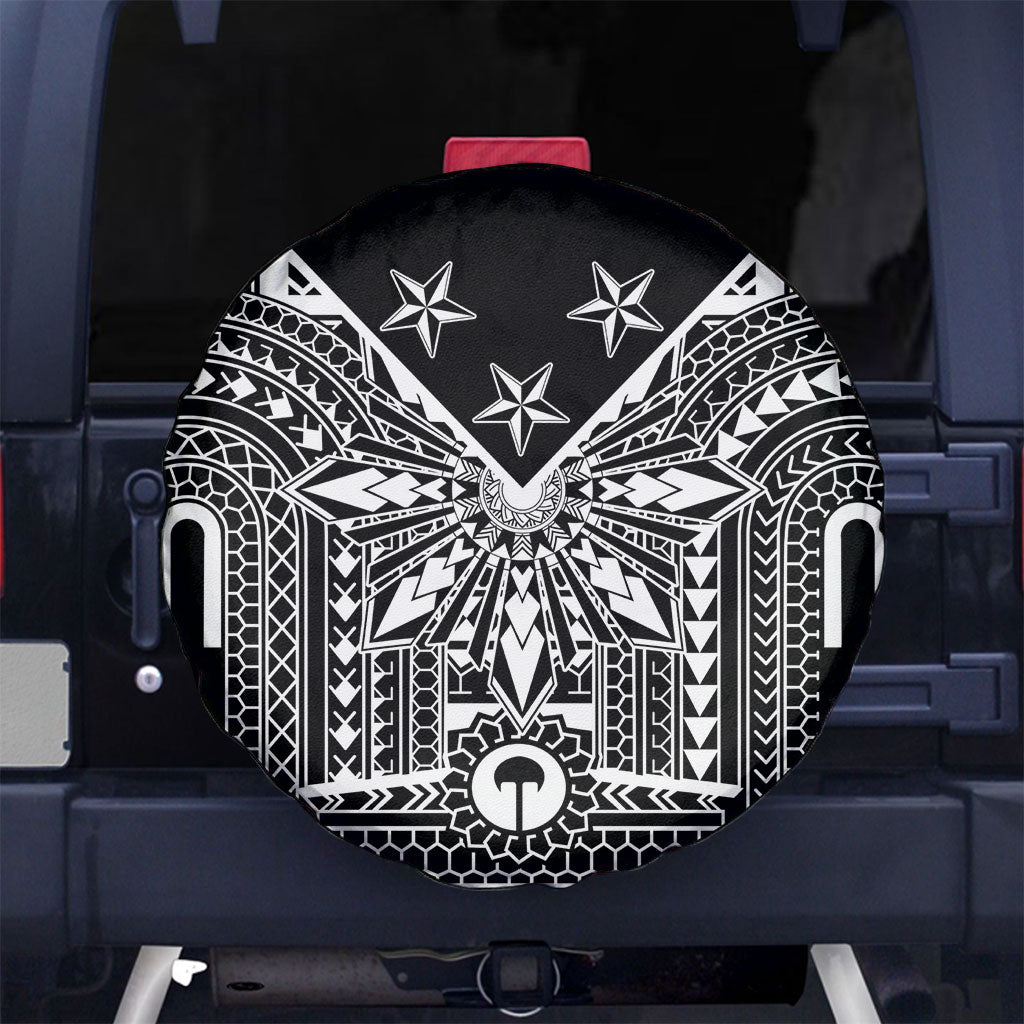 Black Philippines Sun Star Spare Tire Cover Igorot Tribal Inspiration LT05 No hole Black - Polynesian Pride