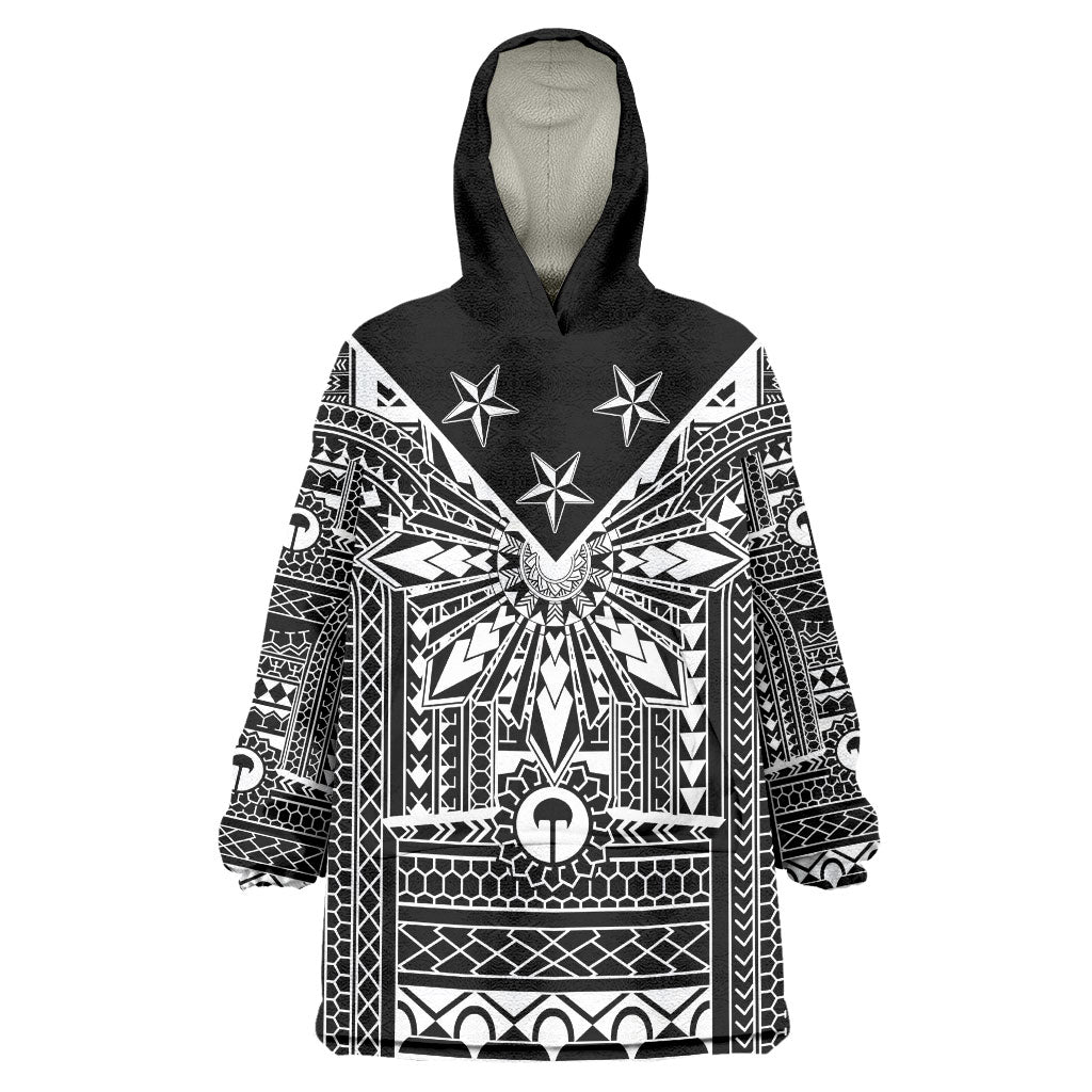Black Philippines Sun Star Wearable Blanket Hoodie Igorot Tribal Inspiration LT05 One Size Black - Polynesian Pride