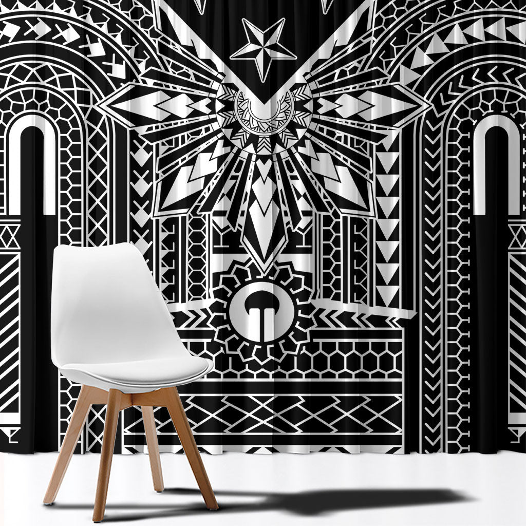 Black Philippines Sun Star Window Curtain Igorot Tribal Inspiration