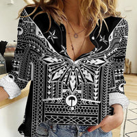 Black Philippines Sun Star Women Casual Shirt Igorot Tribal Inspiration LT05 Female Black - Polynesian Pride