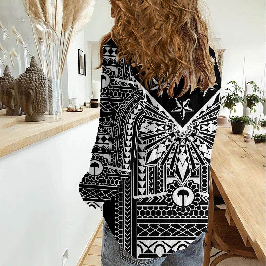 Black Philippines Sun Star Women Casual Shirt Igorot Tribal Inspiration LT05 - Polynesian Pride