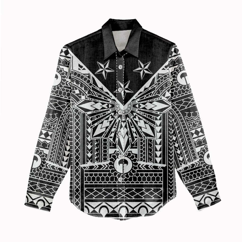 Black Philippines Sun Star Women Casual Shirt Igorot Tribal Inspiration LT05 - Polynesian Pride