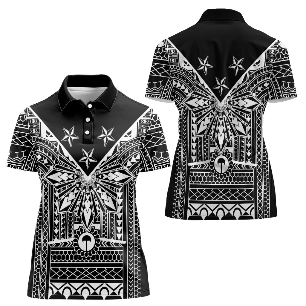 Black Philippines Sun Star Women Polo Shirt Igorot Tribal Inspiration LT05 - Polynesian Pride