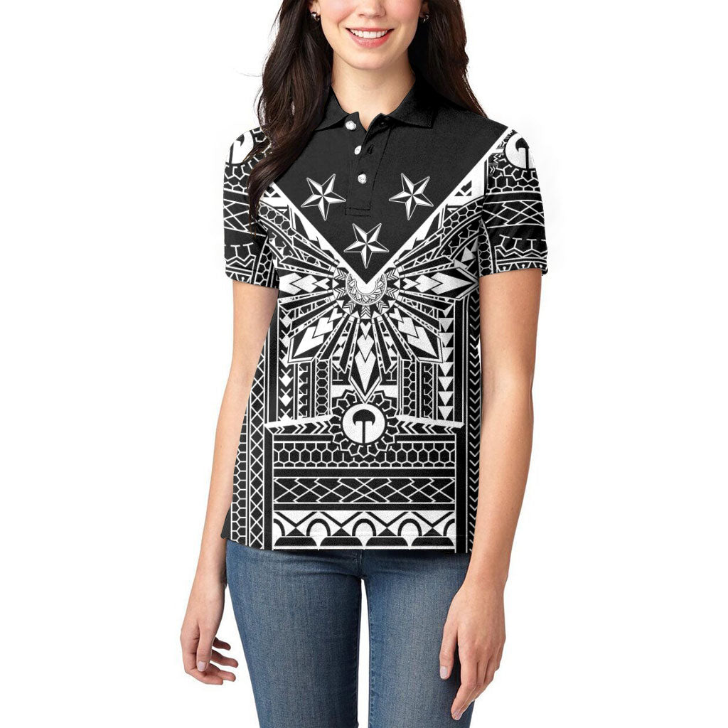 Black Philippines Sun Star Women Polo Shirt Igorot Tribal Inspiration LT05 - Polynesian Pride