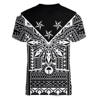 Black Philippines Sun Star Women V-Neck T-Shirt Igorot Tribal Inspiration LT05 - Polynesian Pride