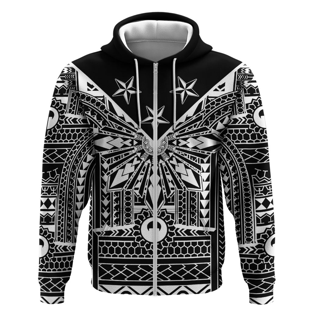 Black Philippines Sun Star Zip Hoodie Igorot Tribal Inspiration LT05 Zip Hoodie Black - Polynesian Pride