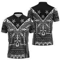 Black Philippines Sun Star Zipper Polo Shirt Igorot Tribal Inspiration LT05 - Polynesian Pride