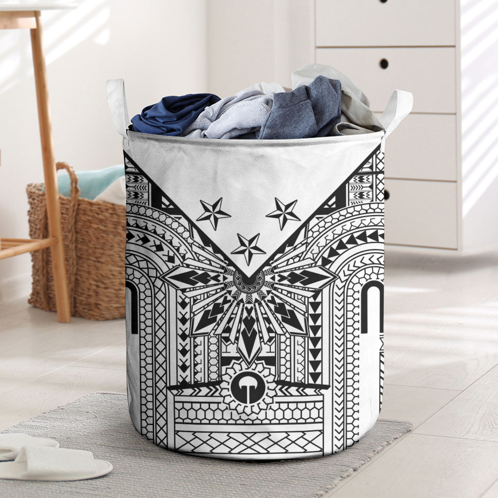 White Philippines Sun Star Laundry Basket Igorot Tribal Inspiration LT05 White - Polynesian Pride