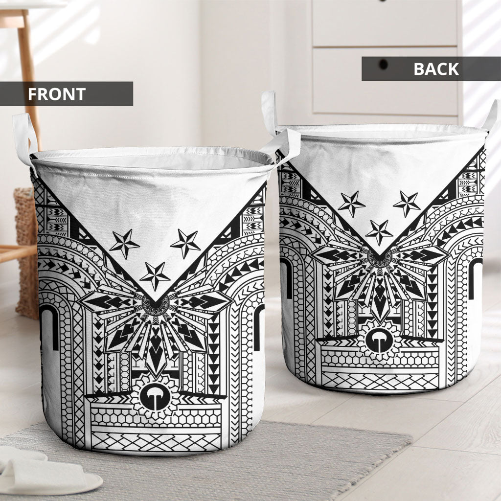 White Philippines Sun Star Laundry Basket Igorot Tribal Inspiration LT05 - Polynesian Pride