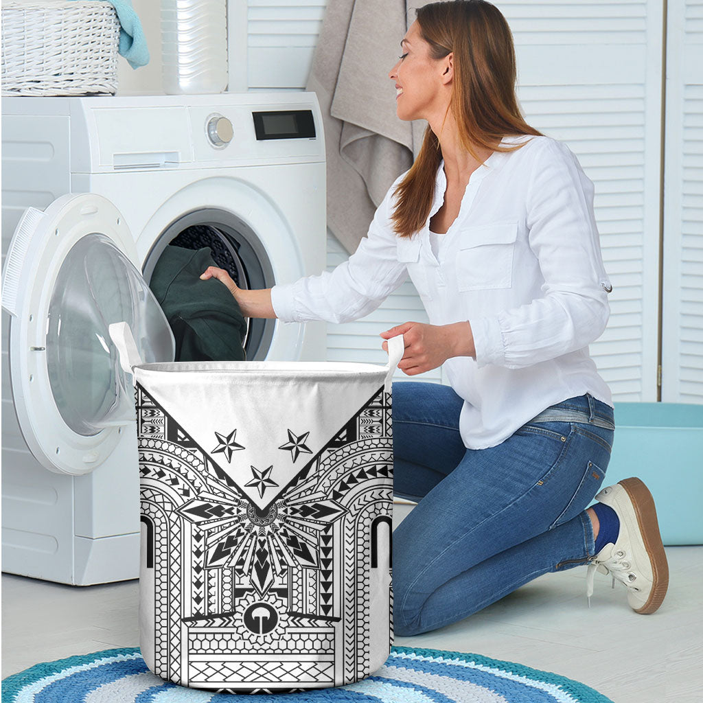 White Philippines Sun Star Laundry Basket Igorot Tribal Inspiration LT05 - Polynesian Pride