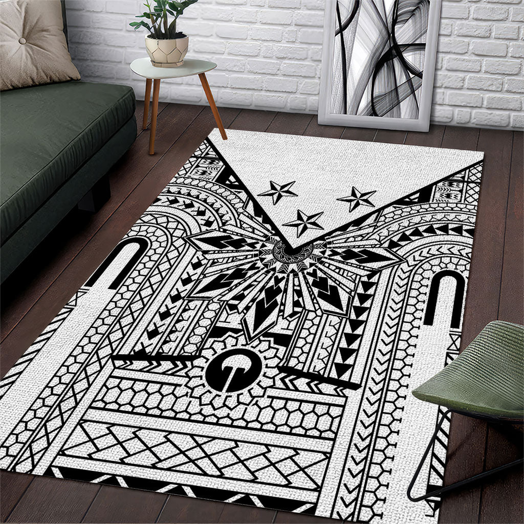 White Philippines Sun Star Area Rug Igorot Tribal Inspiration LT05 White - Polynesian Pride