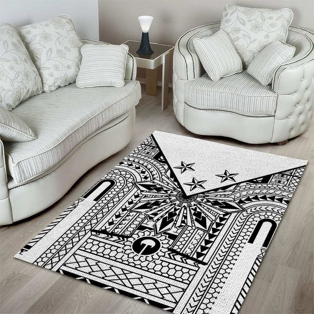 White Philippines Sun Star Area Rug Igorot Tribal Inspiration LT05 - Polynesian Pride