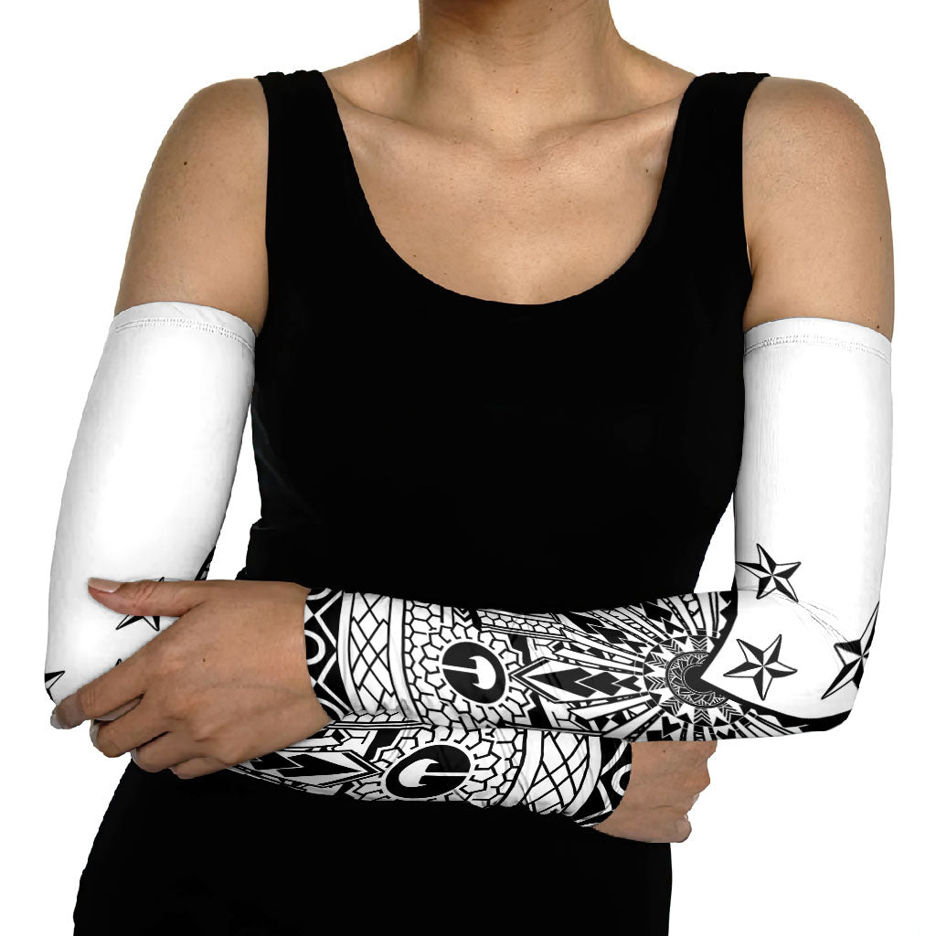 White Philippines Sun Star Arm Sleeves Igorot Tribal Inspiration LT05 - Polynesian Pride