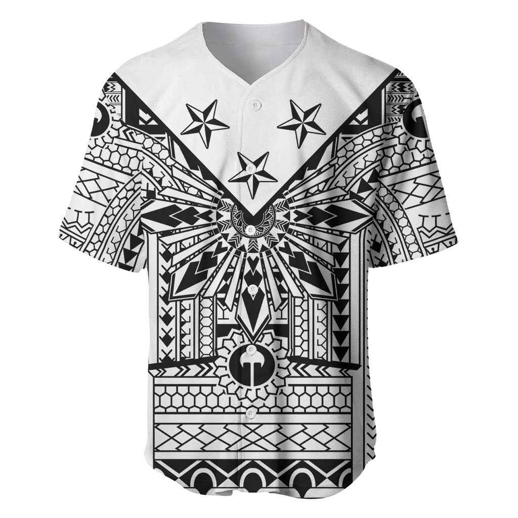 White Philippines Sun Star Baseball Jersey Igorot Tribal Inspiration