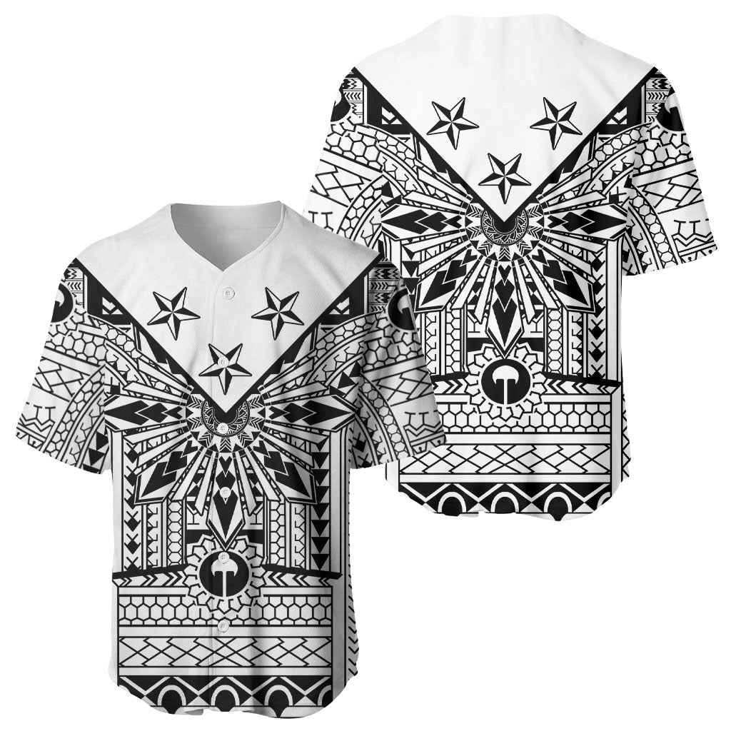 White Philippines Sun Star Baseball Jersey Igorot Tribal Inspiration LT05 - Polynesian Pride