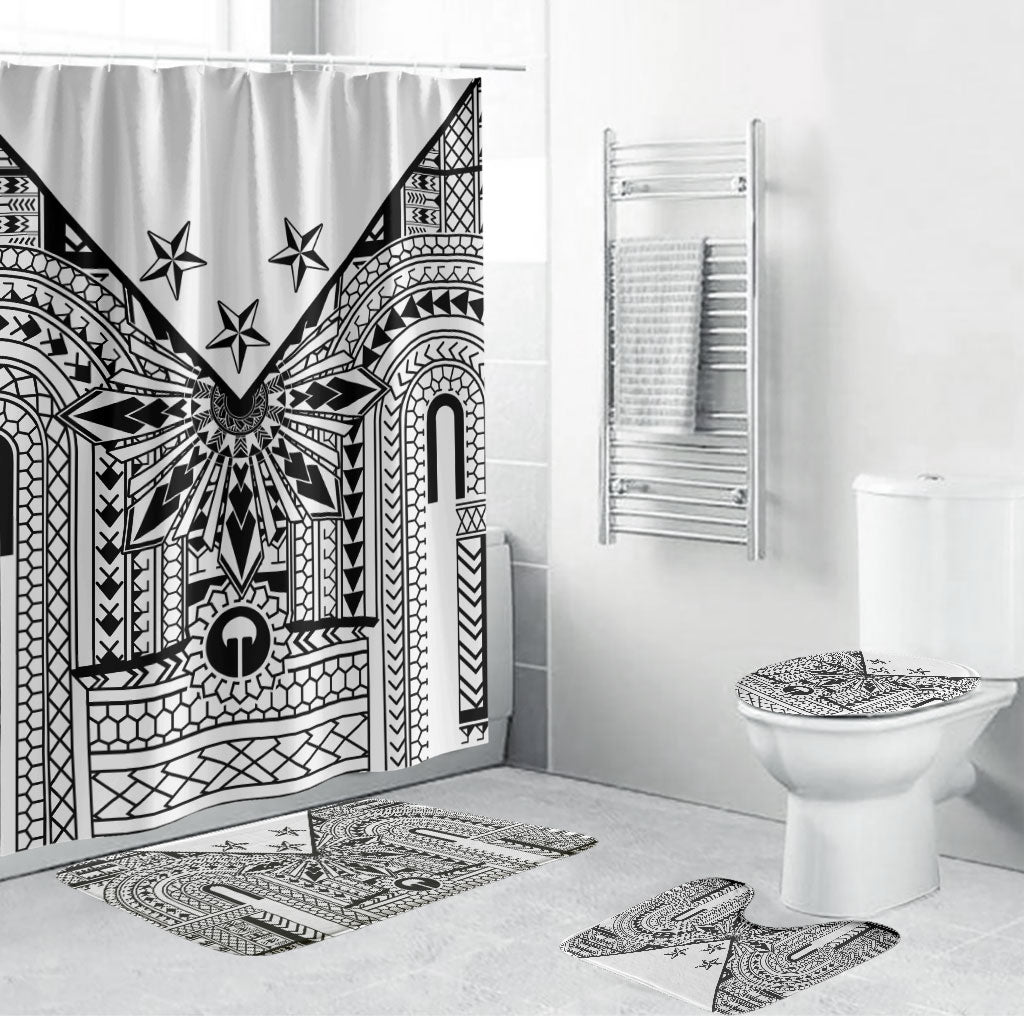 White Philippines Sun Star Bathroom Set Igorot Tribal Inspiration LT05 Bathroom Set (4 pcs) White - Polynesian Pride