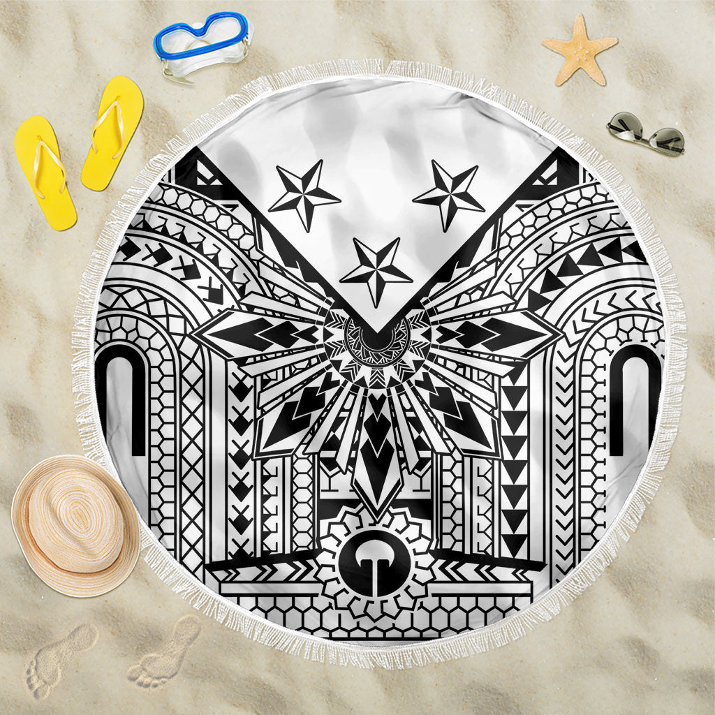 White Philippines Sun Star Beach Blanket Igorot Tribal Inspiration LT05 One Size 150cm White - Polynesian Pride