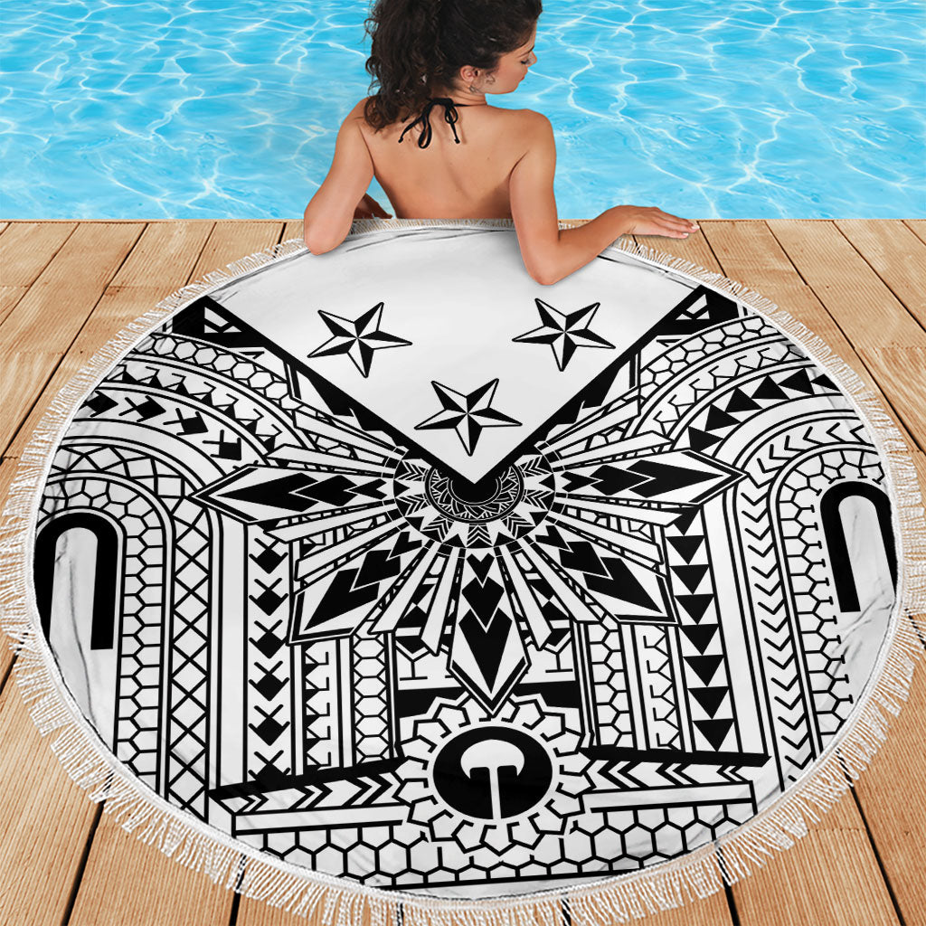 White Philippines Sun Star Beach Blanket Igorot Tribal Inspiration LT05 - Polynesian Pride