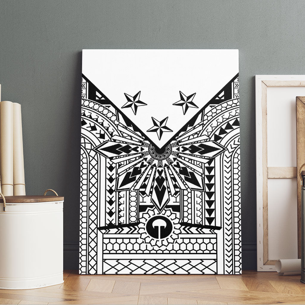 White Philippines Sun Star Canvas Wall Art Igorot Tribal Inspiration LT05 - Polynesian Pride