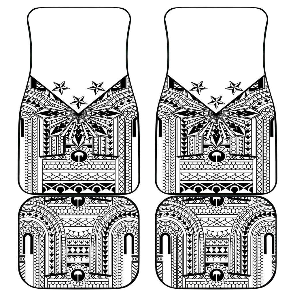 White Philippines Sun Star Car Mats Igorot Tribal Inspiration LT05 - Polynesian Pride