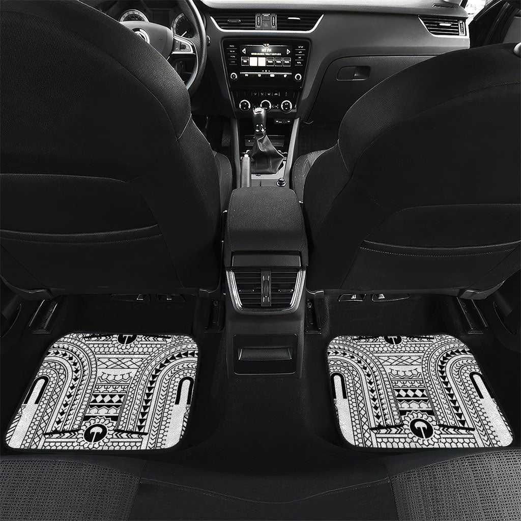 White Philippines Sun Star Car Mats Igorot Tribal Inspiration LT05 Set 2pcs - Back White - Polynesian Pride