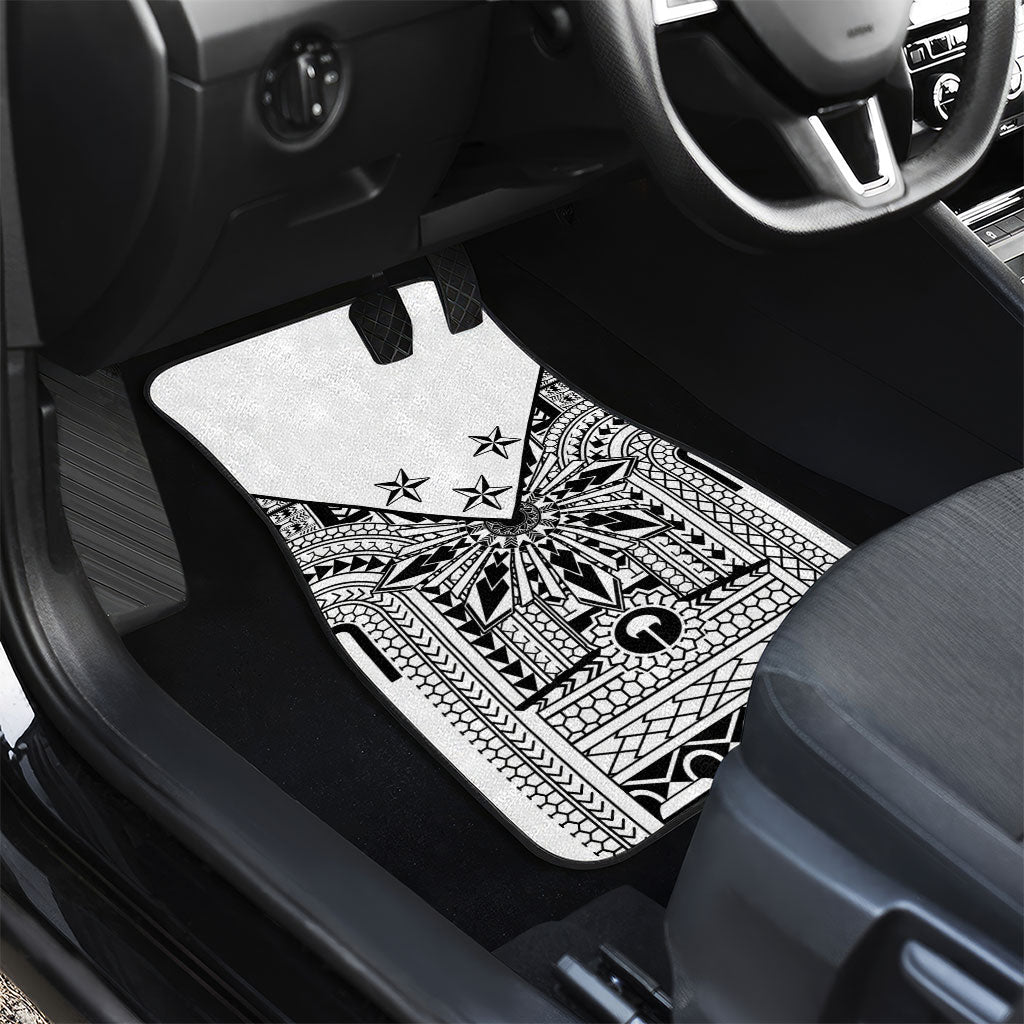 White Philippines Sun Star Car Mats Igorot Tribal Inspiration LT05 - Polynesian Pride