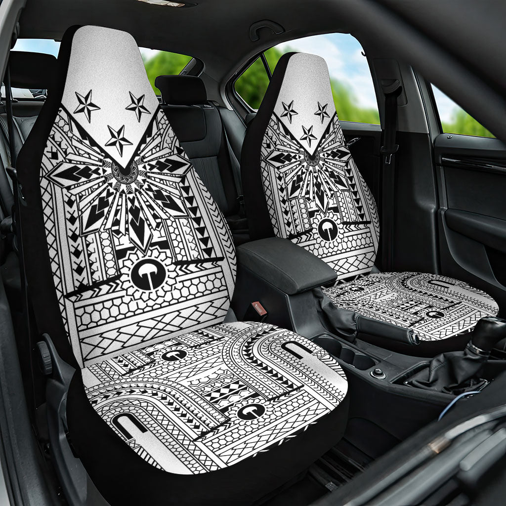 White Philippines Sun Star Car Seat Cover Igorot Tribal Inspiration