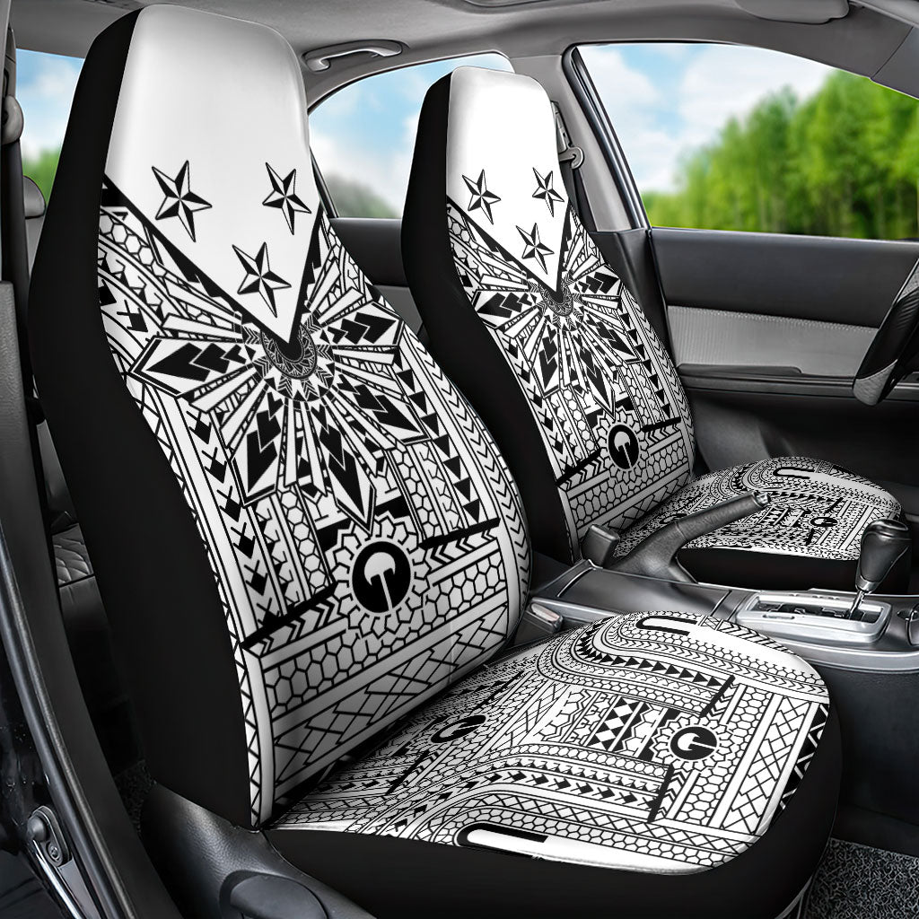 White Philippines Sun Star Car Seat Cover Igorot Tribal Inspiration LT05 - Polynesian Pride