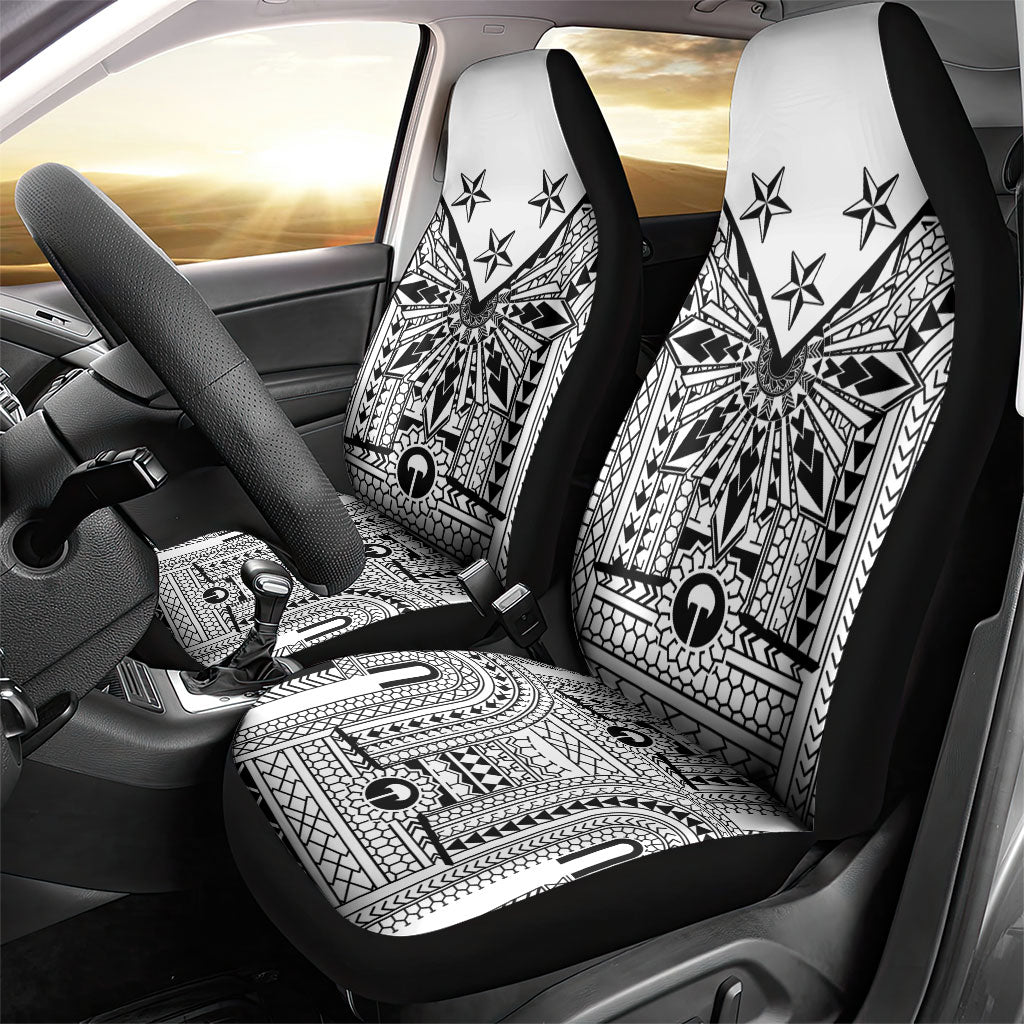 White Philippines Sun Star Car Seat Cover Igorot Tribal Inspiration LT05 - Polynesian Pride
