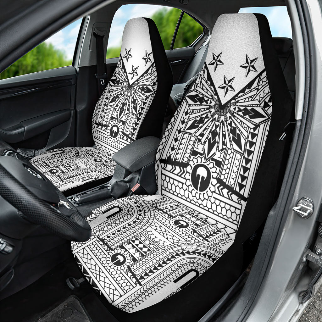 White Philippines Sun Star Car Seat Cover Igorot Tribal Inspiration LT05 - Polynesian Pride