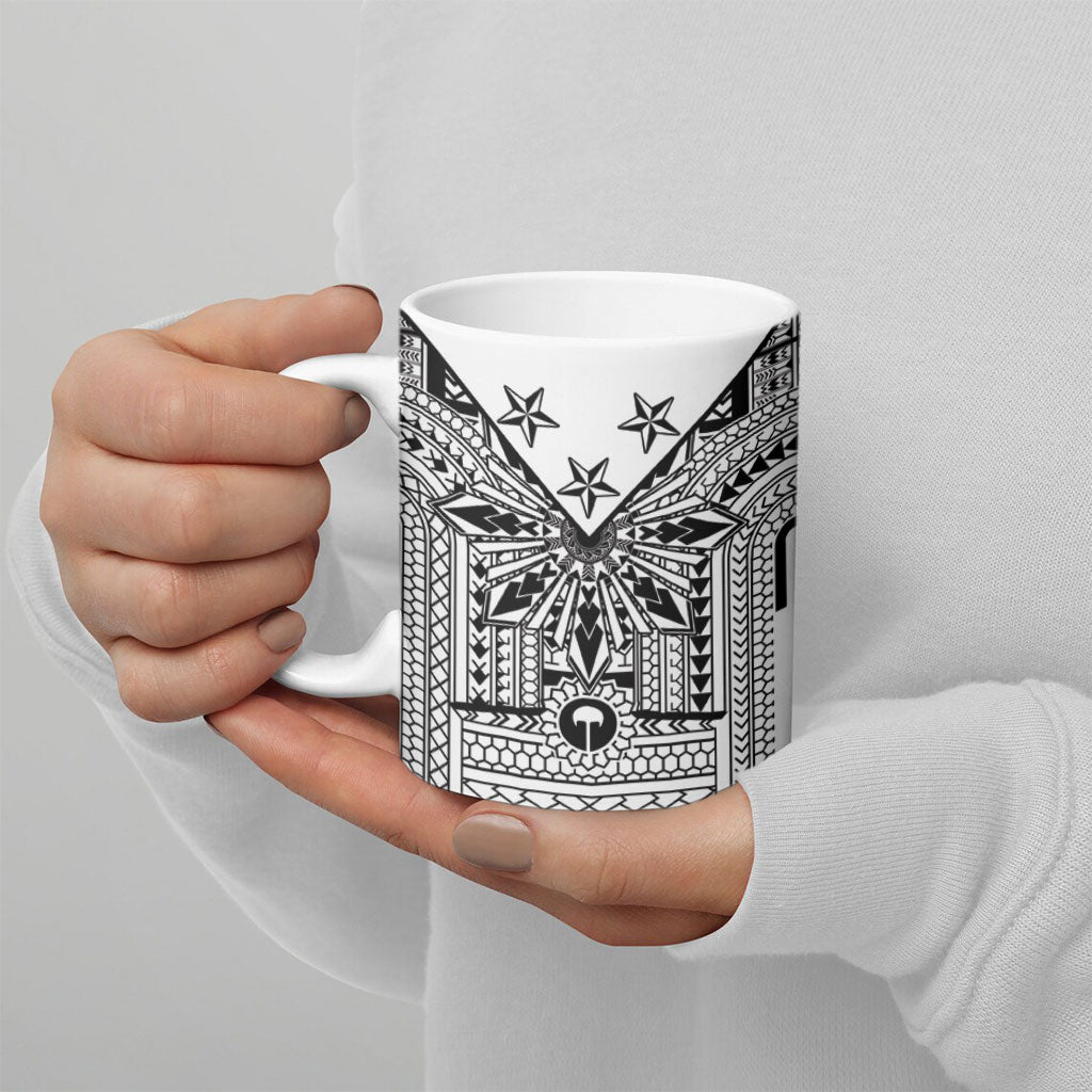 White Philippines Sun Star Ceramic Mug Igorot Tribal Inspiration LT05 - Polynesian Pride