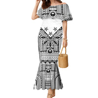 White Philippines Sun Star Family Matching Mermaid Dress and Hawaiian Shirt Igorot Tribal Inspiration