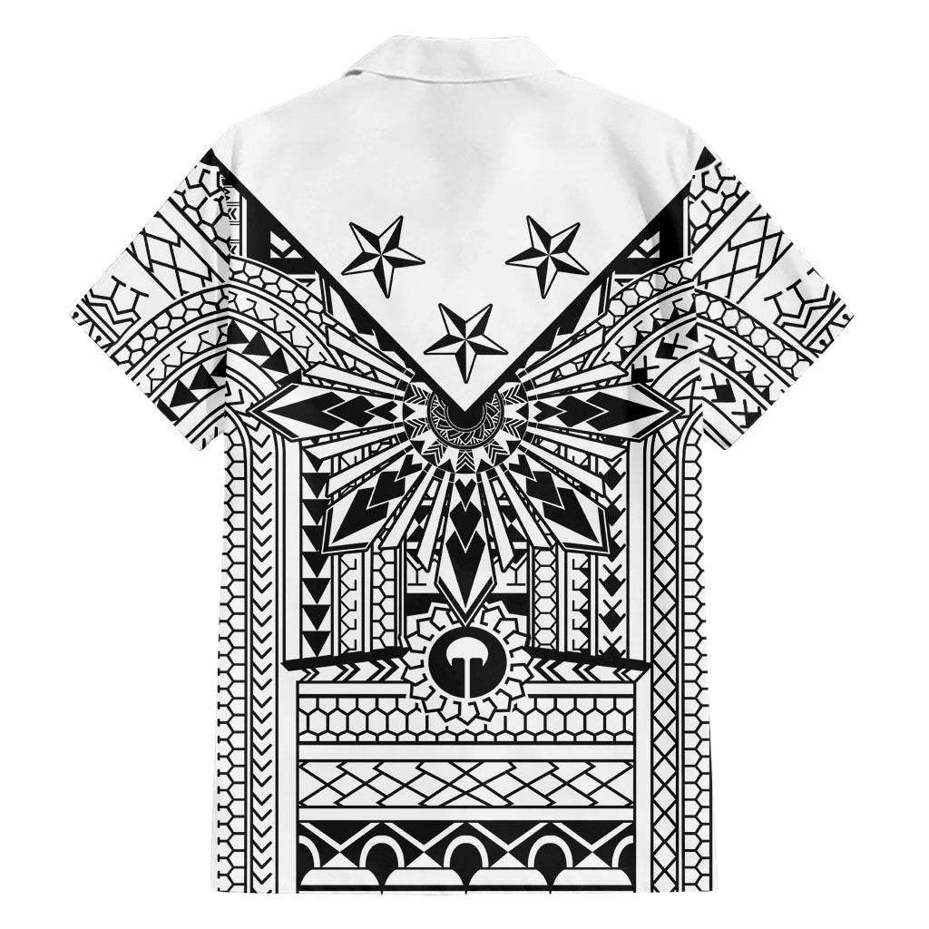 White Philippines Sun Star Family Matching Off Shoulder Maxi Dress and Hawaiian Shirt Igorot Tribal Inspiration