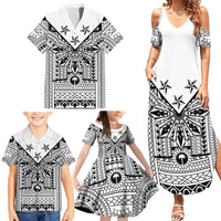 White Philippines Sun Star Family Matching Summer Maxi Dress and Hawaiian Shirt Igorot Tribal Inspiration