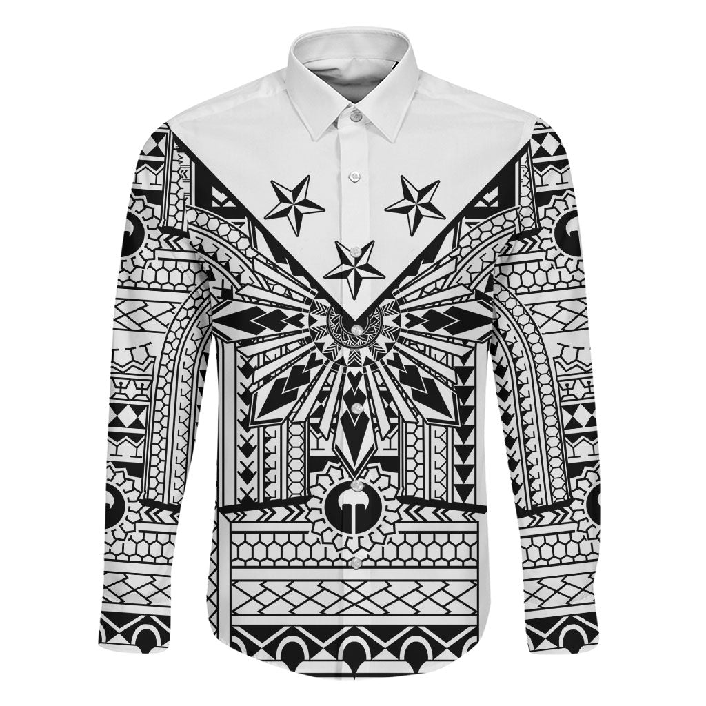 White Philippines Sun Star Family Matching Summer Maxi Dress and Hawaiian Shirt Igorot Tribal Inspiration