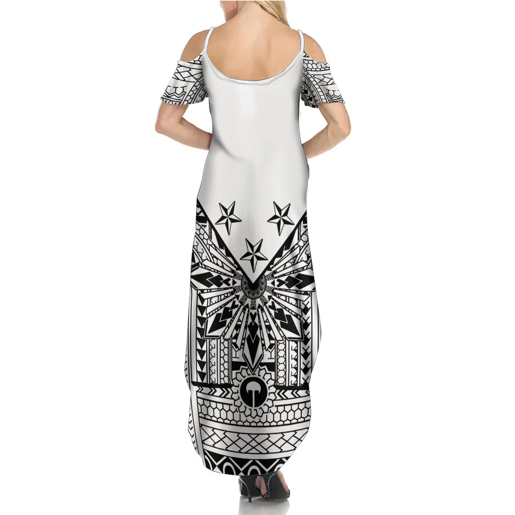 White Philippines Sun Star Family Matching Summer Maxi Dress and Hawaiian Shirt Igorot Tribal Inspiration