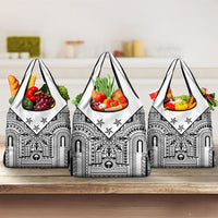 White Philippines Sun Star Grocery Bag Igorot Tribal Inspiration LT05 3-pack One Size White - Polynesian Pride