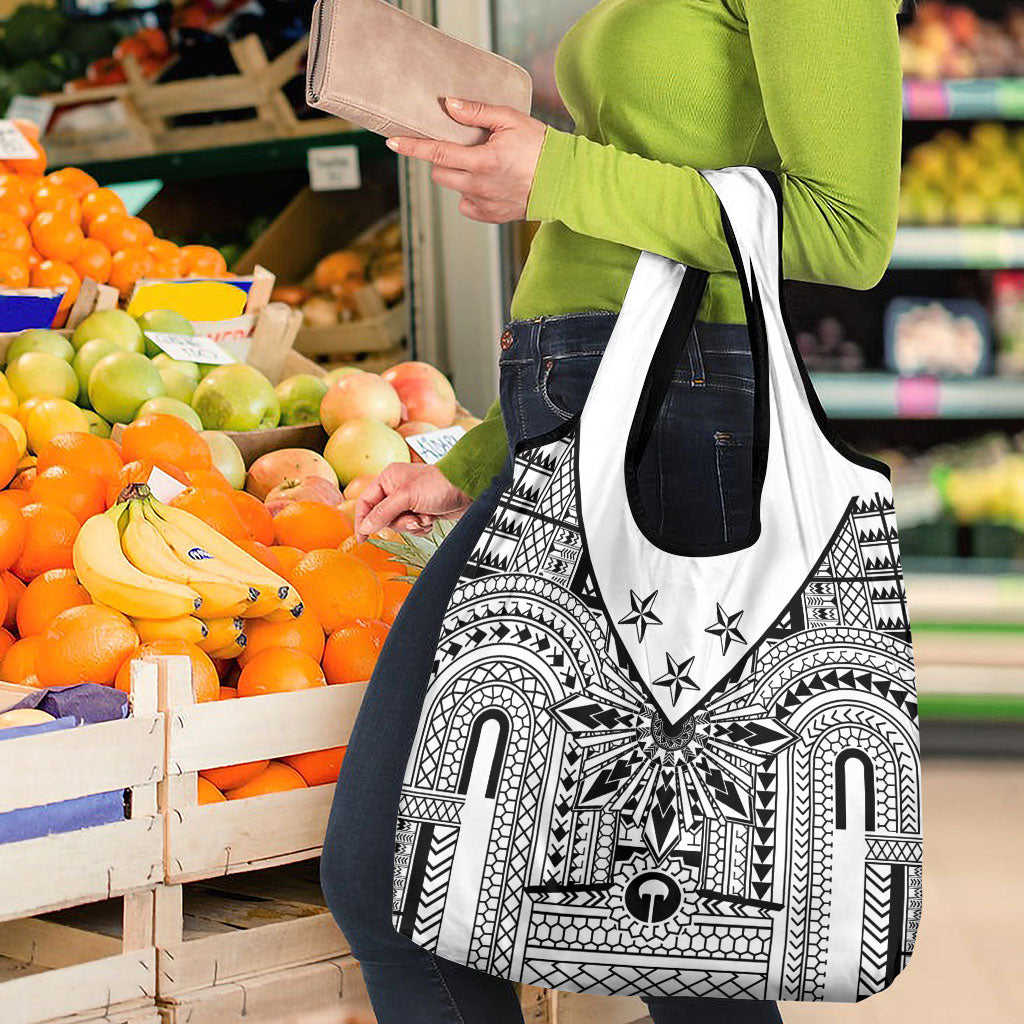 White Philippines Sun Star Grocery Bag Igorot Tribal Inspiration LT05 - Polynesian Pride
