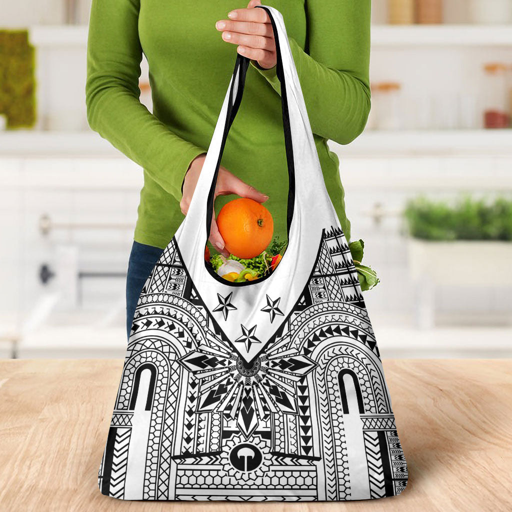 White Philippines Sun Star Grocery Bag Igorot Tribal Inspiration LT05 - Polynesian Pride