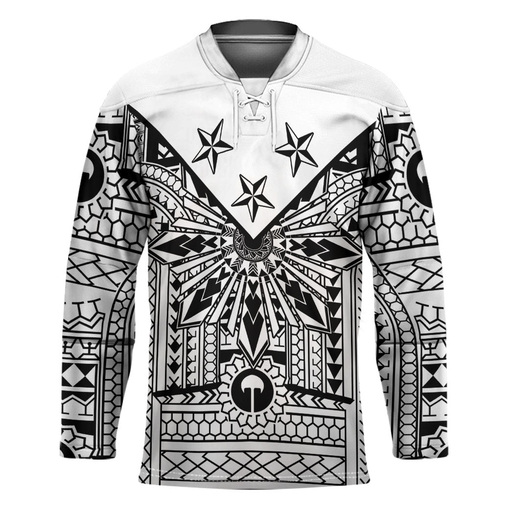 White Philippines Sun Star Hockey Jersey Igorot Tribal Inspiration LT05 Unisex White - Polynesian Pride