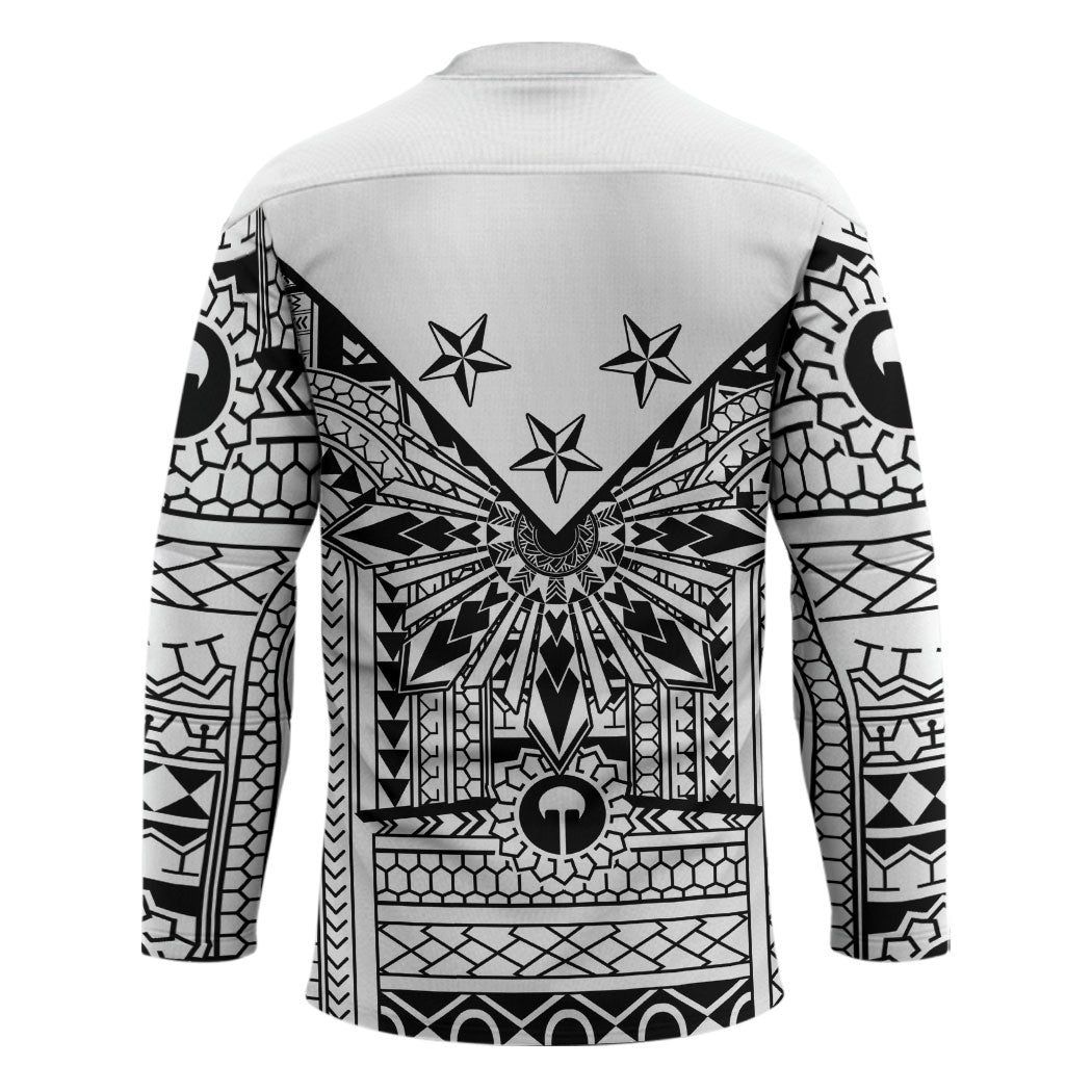 White Philippines Sun Star Hockey Jersey Igorot Tribal Inspiration LT05 - Polynesian Pride
