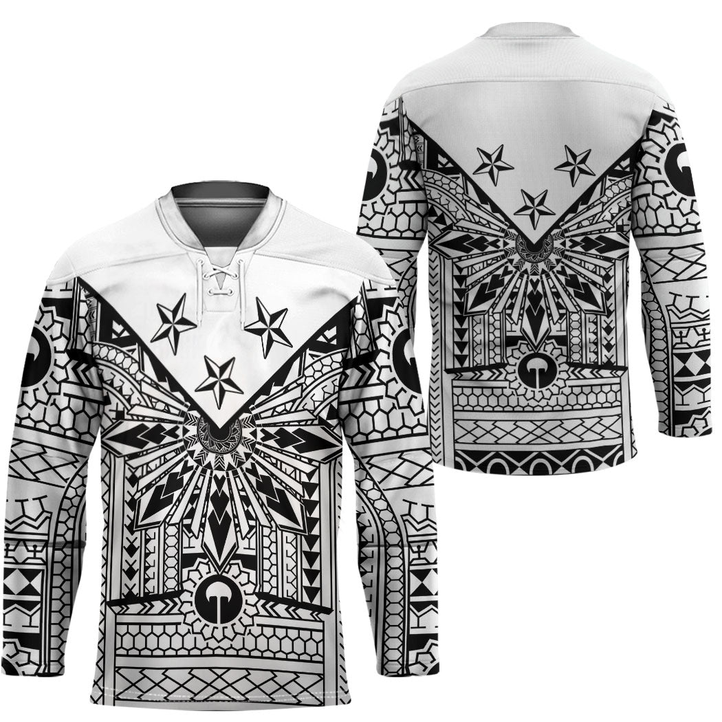White Philippines Sun Star Hockey Jersey Igorot Tribal Inspiration LT05 - Polynesian Pride