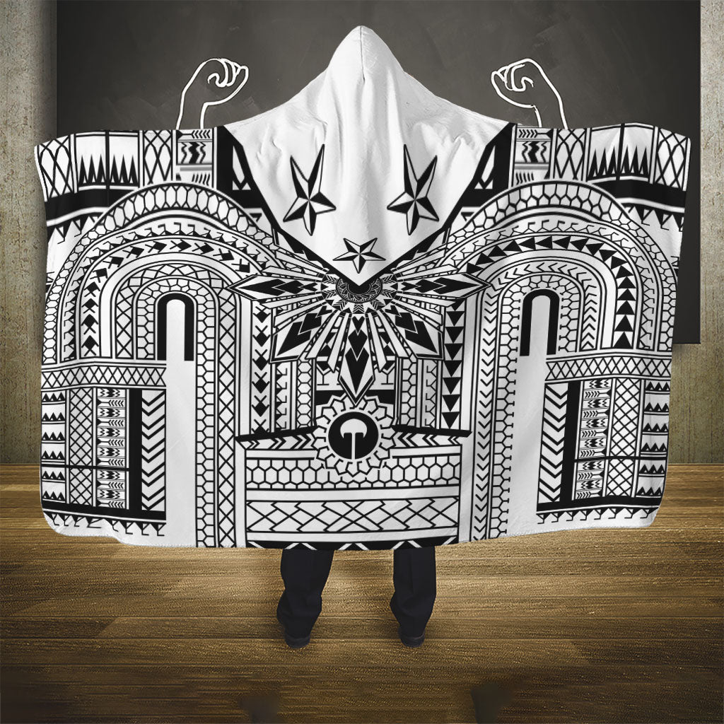White Philippines Sun Star Hooded Blanket Igorot Tribal Inspiration LT05 - Polynesian Pride
